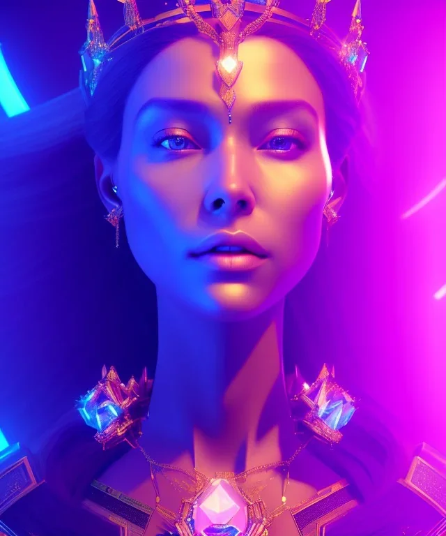 A portrait of a crystalised queen, atmospheric, realistic, unreal engine, cinematic lighting, octane render.