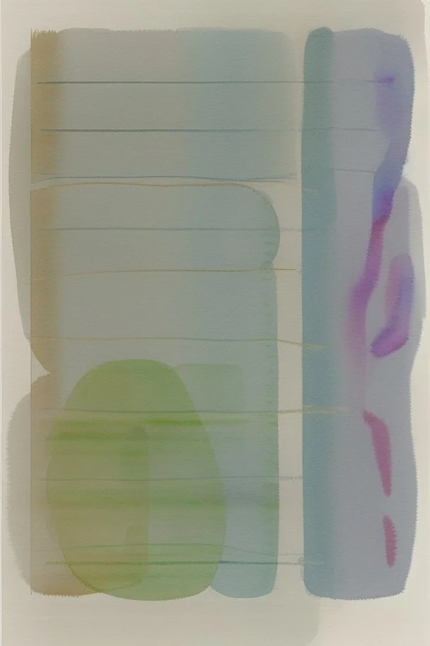 Abstract watercolour art in the style of Agnes Martin. sketchy pencil outlines