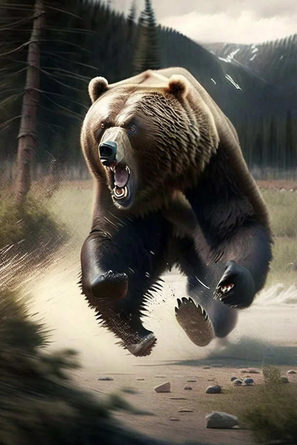 The bear was angry and started to chase them. A