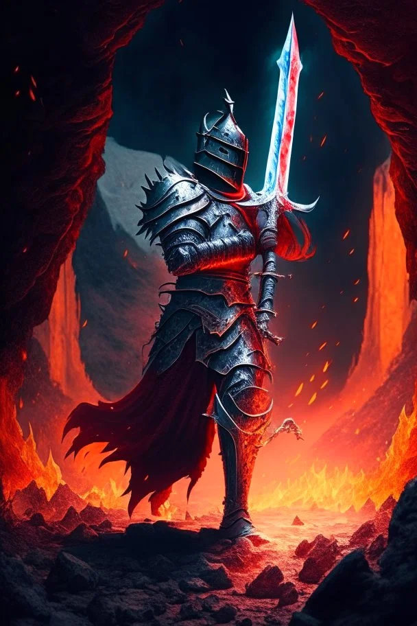 royal knight holding a greatsword in lava land