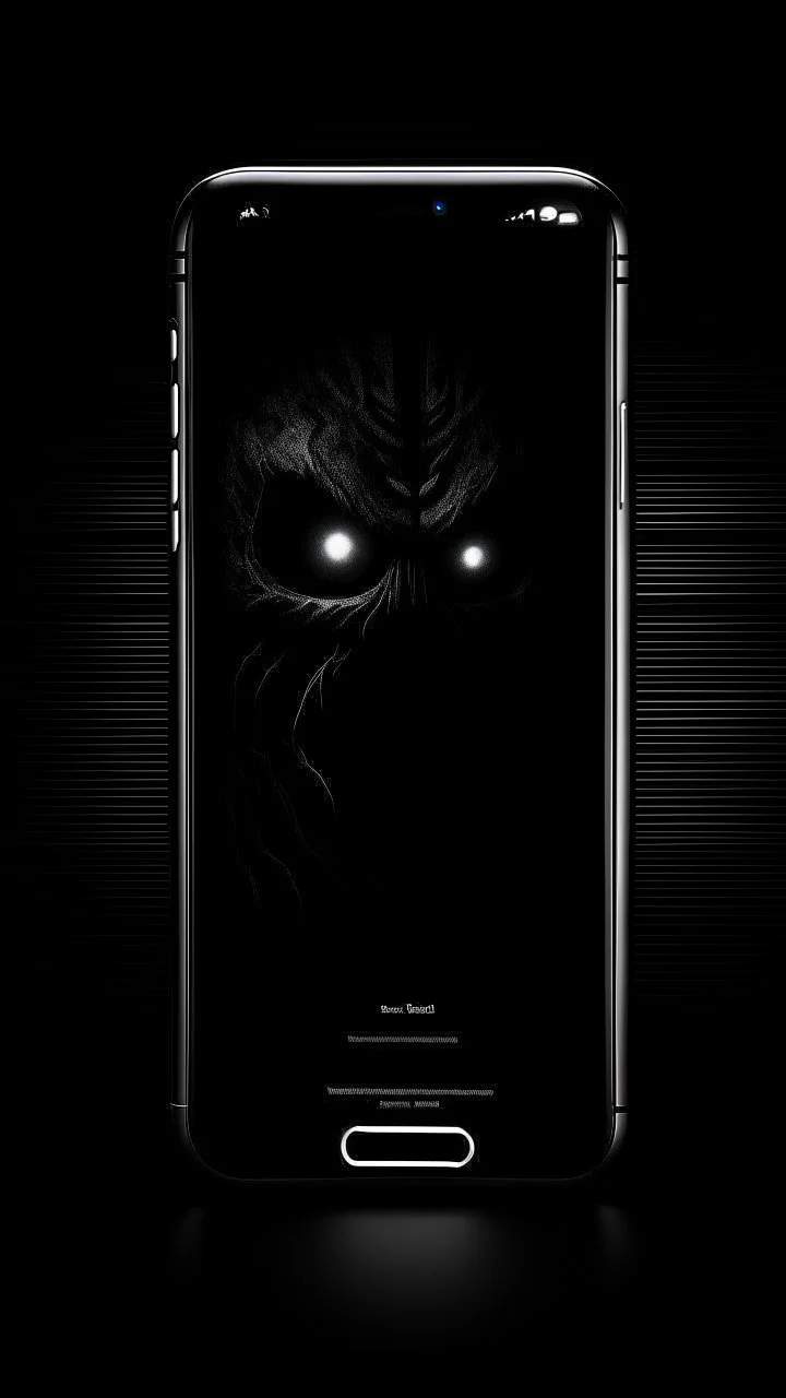 Your phone's background image represents an extremely dark and mysterious scene. The image features a pitch-black background, creating an aura of mystery and intrigue. Deep within the image, a cryptic monster is faintly visible, sporting a sly smile on its face. The monster's features appear enigmatic and profound, capturing the viewer's attention and arousing curiosity. The monster is subtly portrayed in the image, making it seem like a part of another mysterious world. The dark colors and dee