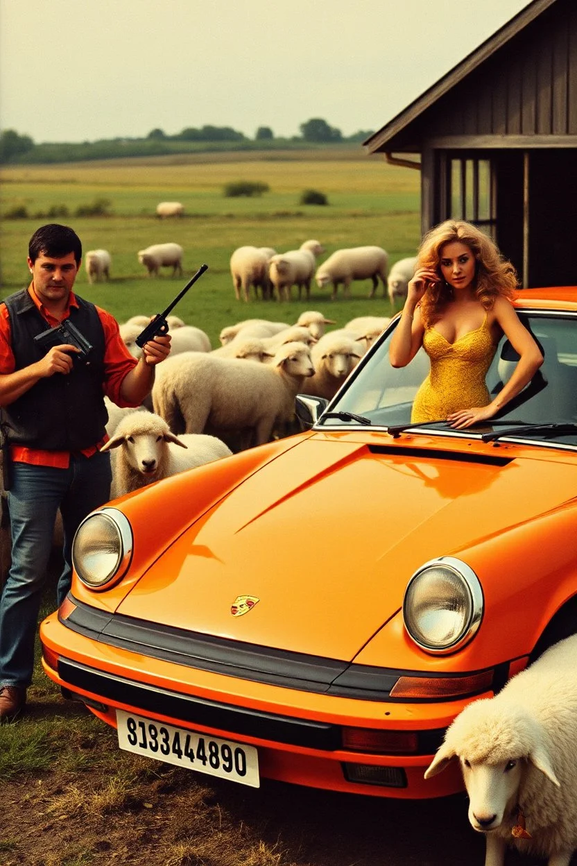 gangsta boys with mad weapons and girls with surprise!!!!!! curvy huge lady lumps, john players club 1980s cigarette advertisement sexy print Porsche autofarm magazine advertisement, vivid colours from the 80s, mcdonalds ad from the 80s, mac computer ad from the 80s, featuring a landrover being fixed at a farm. sheep are all over the place, company name in bold (AUTOFARM), nike print ad style, mac computer ad from the 80s, 1980s rc print advertisement