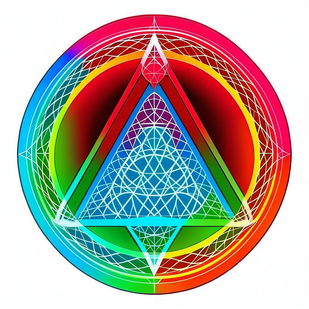 colorful Spirograph triangle in a circle