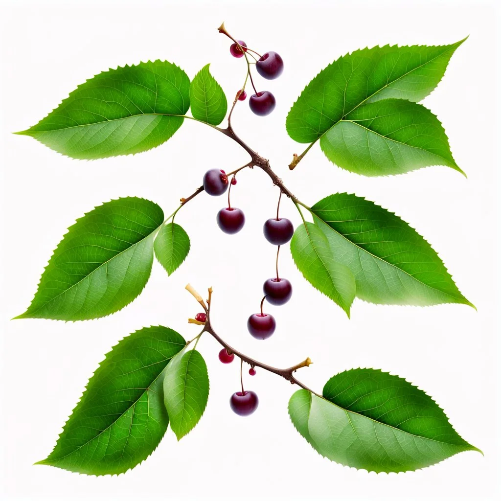 plum-cherry leaves on white background, stock image