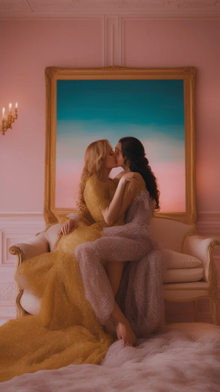 Masterpiece, fine art, award winning, "like Gustav Klimt : the Kiss in a chair" 2 w, RAW photo, eye candy in the style of (petra collins::Robin Eley:1.5), (Suhaila Ben Lachhab::Heidi Moussa:1.5) in breathtaking cinematic shot (full body shot, from below angle) that emphasizes the stunning cheek bones, texturized black hair,(big detailed eyes:1.5) (cottagecore aesthetic:5) with extreme sensuality, Irresistible with (porcelain skin:4.8), sitting on an old chair, retro vintage style