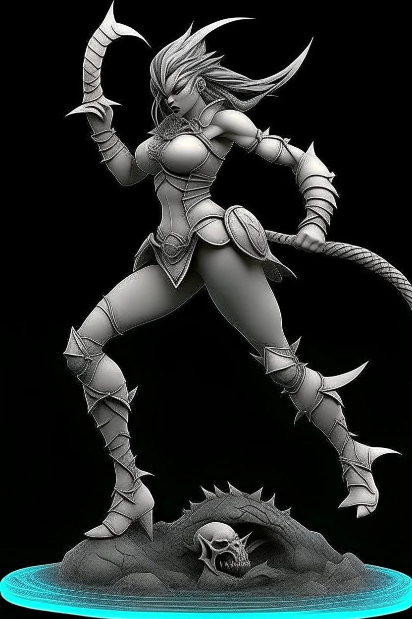 female gray skin, Shadar-Kai wielding a Whip a whip made out of black thorns, clothes with a dark rose theme