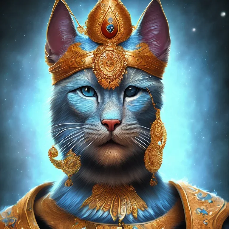 portrait homme chat Inde bleu