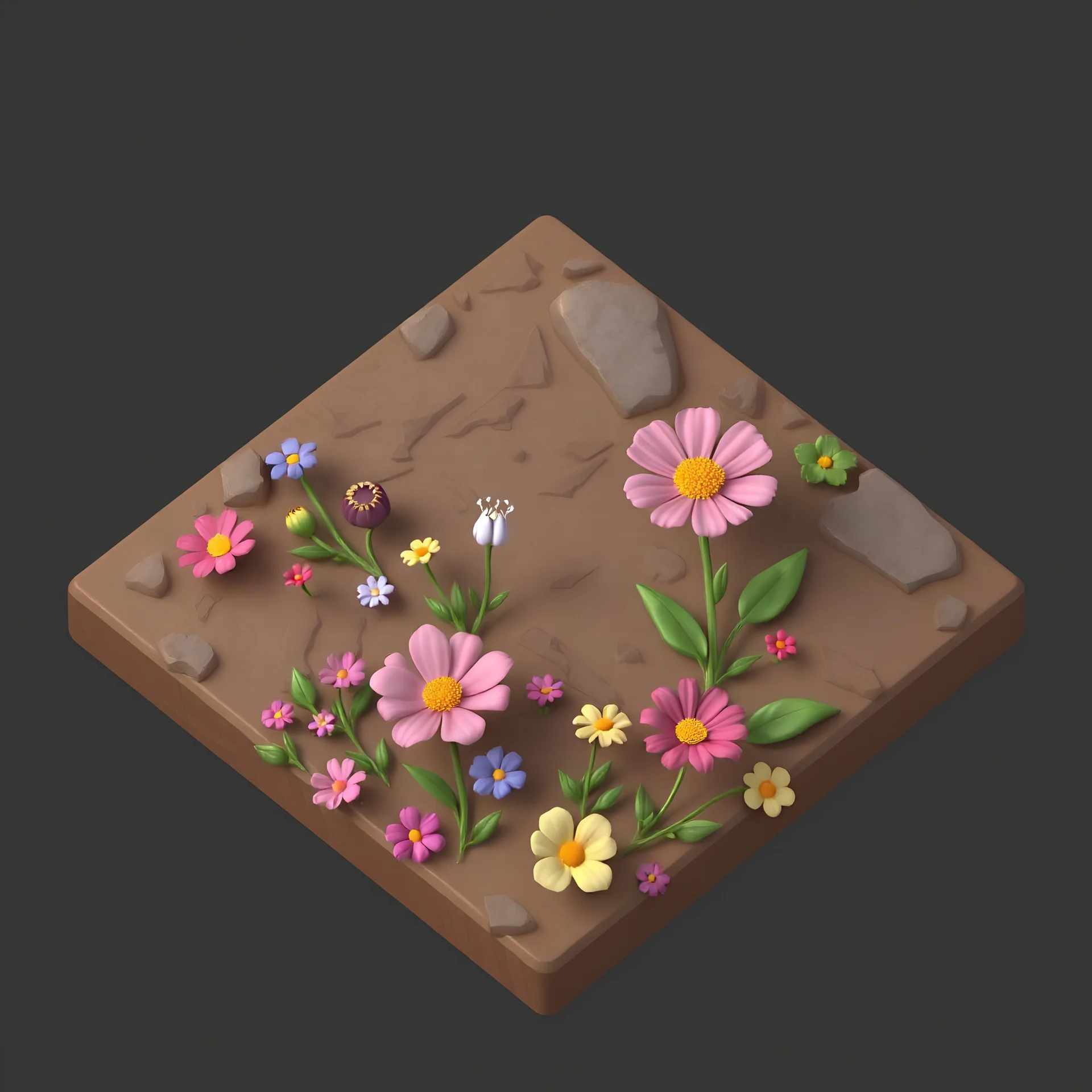 game 2d stylized texture surface of wildflowers