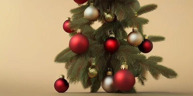 Christmas composition, geometry decoration on cream color background. 3d rendering