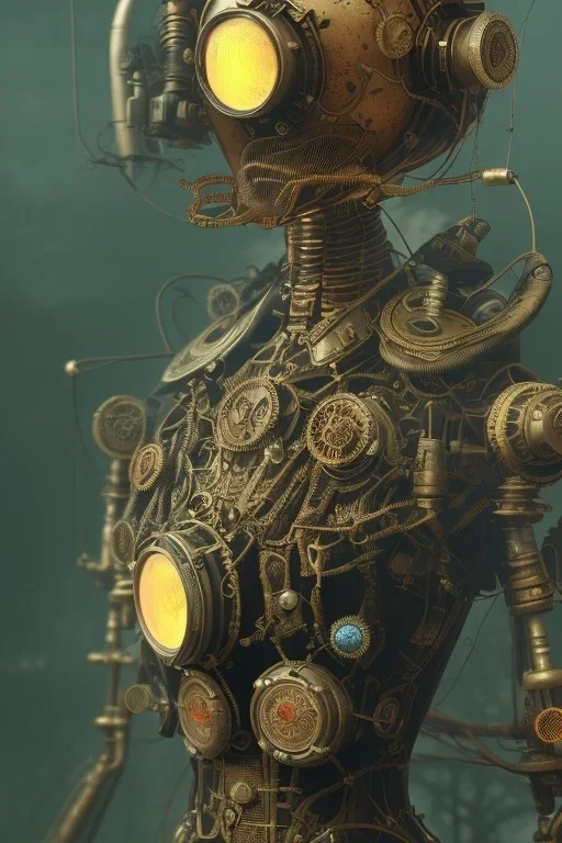 steampunk , gaspunk skeletion cowbow,post-apocalytic setting, volumetric lighting, particals, intricate detail, painted by sergant, close up