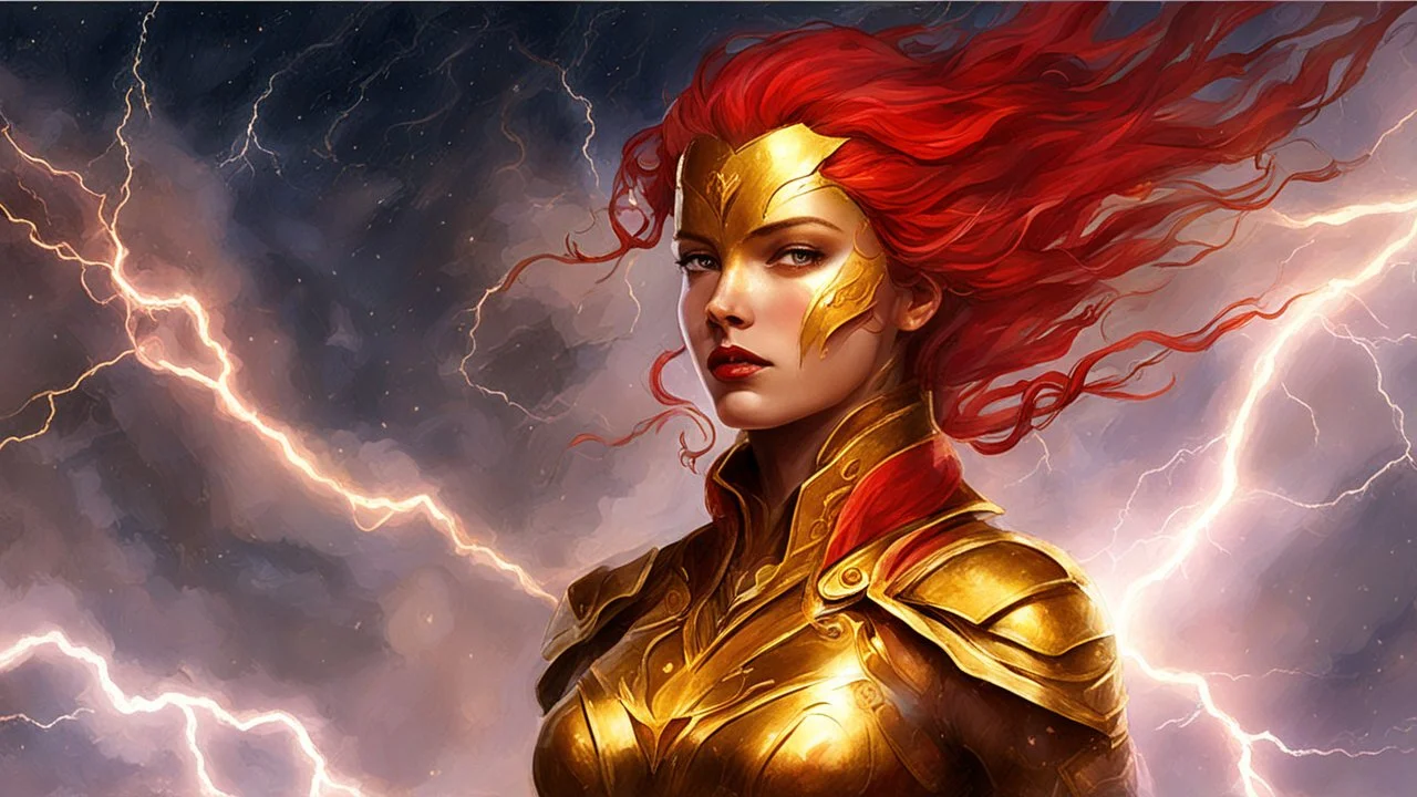 Text for a song about lightning space and beautiful golden, red women, text for a song