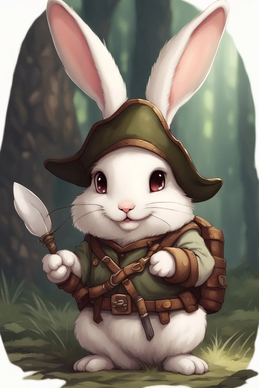 Cute chubby bunny floppy ears adventurer dnd art realism