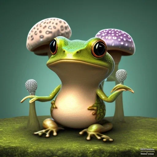 frog with mushroom on its back