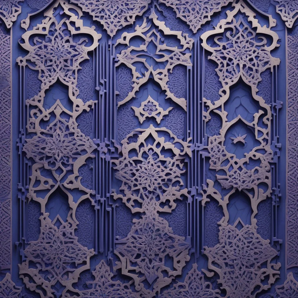 Hyper Realistic Navy-Blue & Purple Islamic-Architectural-Pattern