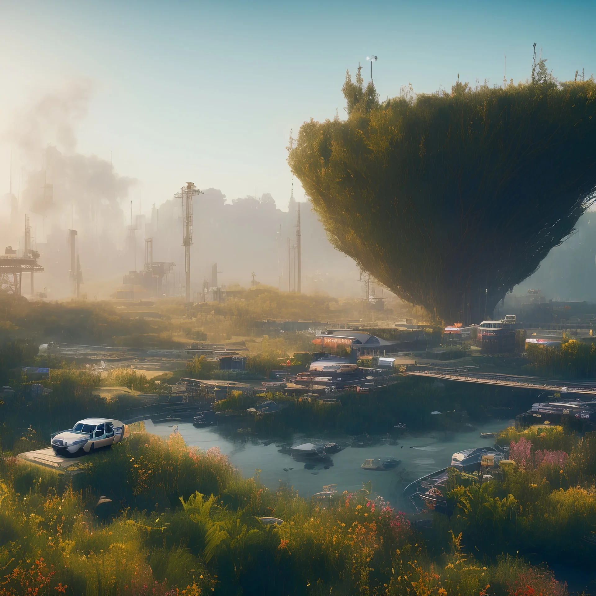 gypsy, monolithic, vast industrial, 12k, ultra high definition, finely tuned detail, unreal engine 5, octane render, vibrant natural colors