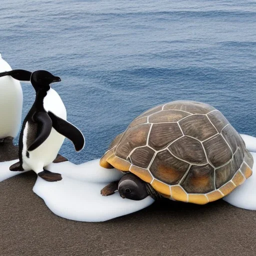 turtle and iceberg and penguin