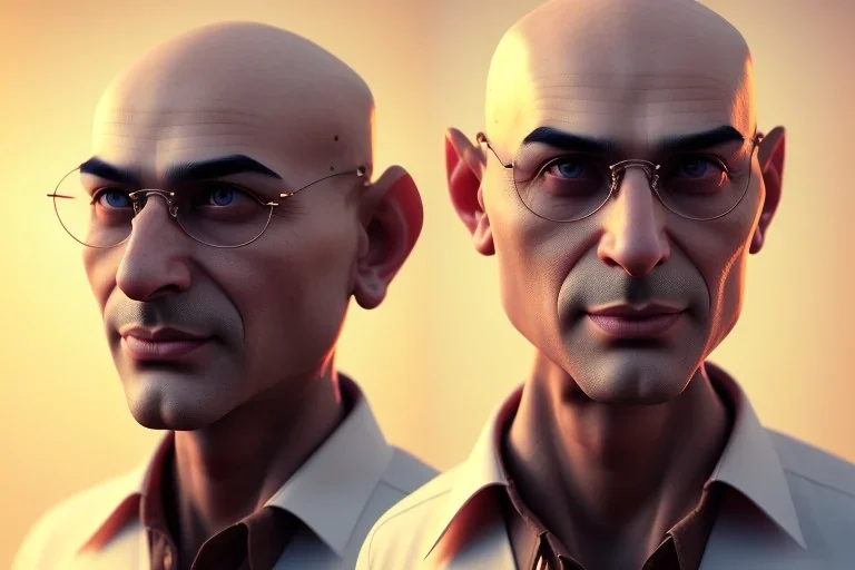 portrait of a bald and shaved Atul Bhardwaj, steampunk, brown eyes, no facial hair, steampunk, unreal 5, octane render, cinema4d, dynamic lighting, soft lighting, 4k, redshift render, highly detailed, hyper realistic