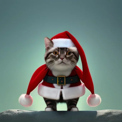 a beautiful portrait of a cute cat dressed as santa, by greg rutkowski, high key lighting, volumetric light, digital art, highly detailed, fine detail, intricate, ornate, complex, octane render, unreal engine, photorealistic unreal 5.