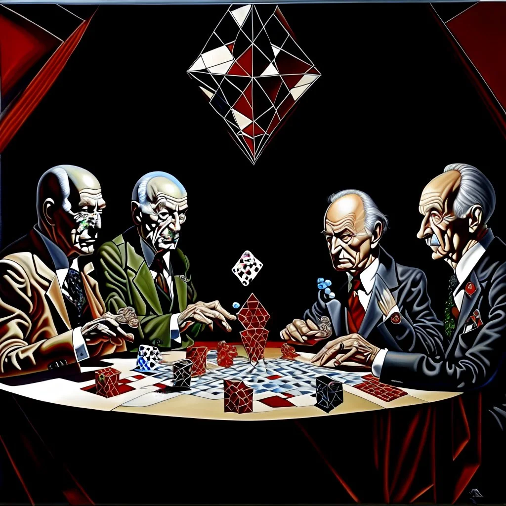 Poker Game: Jerome Bosch, M. C. Escher, Salvador Dali, Buckminster Fuller