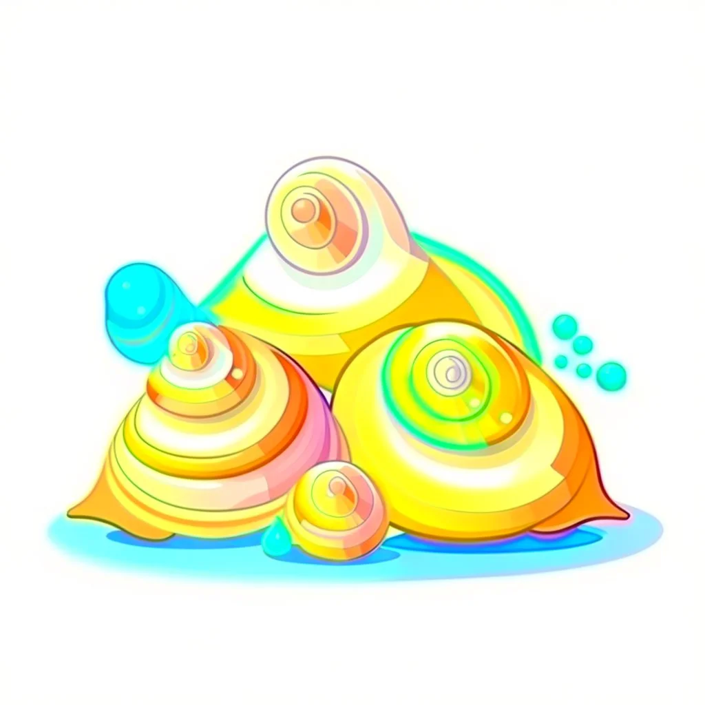 Cartoon illustration for children: triangle-shaped seashells. White background