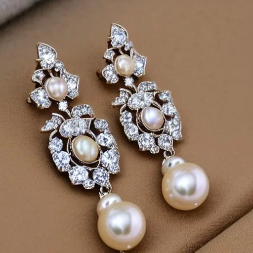 drop diamond and pearl earrings, art noveau, filigree, floral, breathtaking, highly ornate, delicate, intricate, photorealistic, high fashion, fine jewellery, luxury, designer