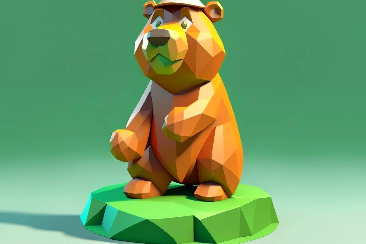 low poly 3d model of yogi bear