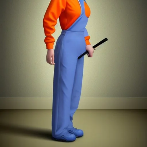 female prisoner, hyper realistic, orange jumpsuit, blonde hair