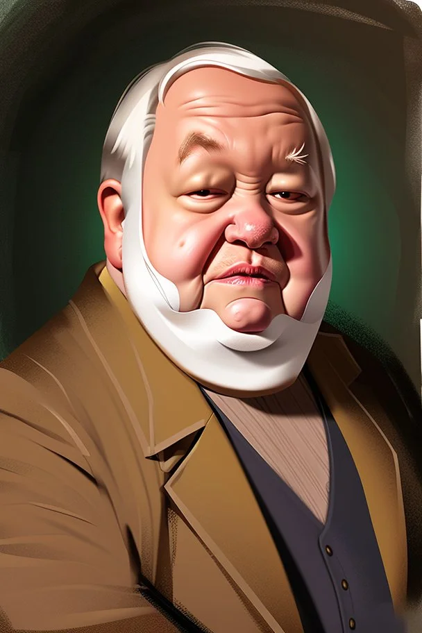 Extremely rich old man with some fat, unattractive portrait