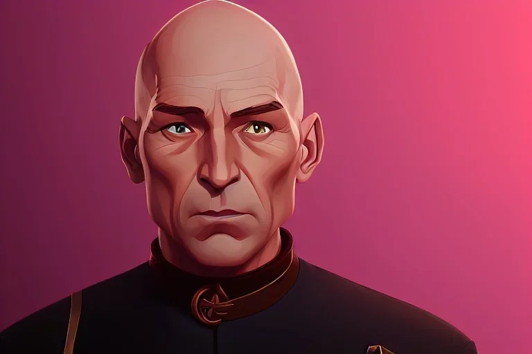 Portrait of Jean Luc Picard by Jake Bartok