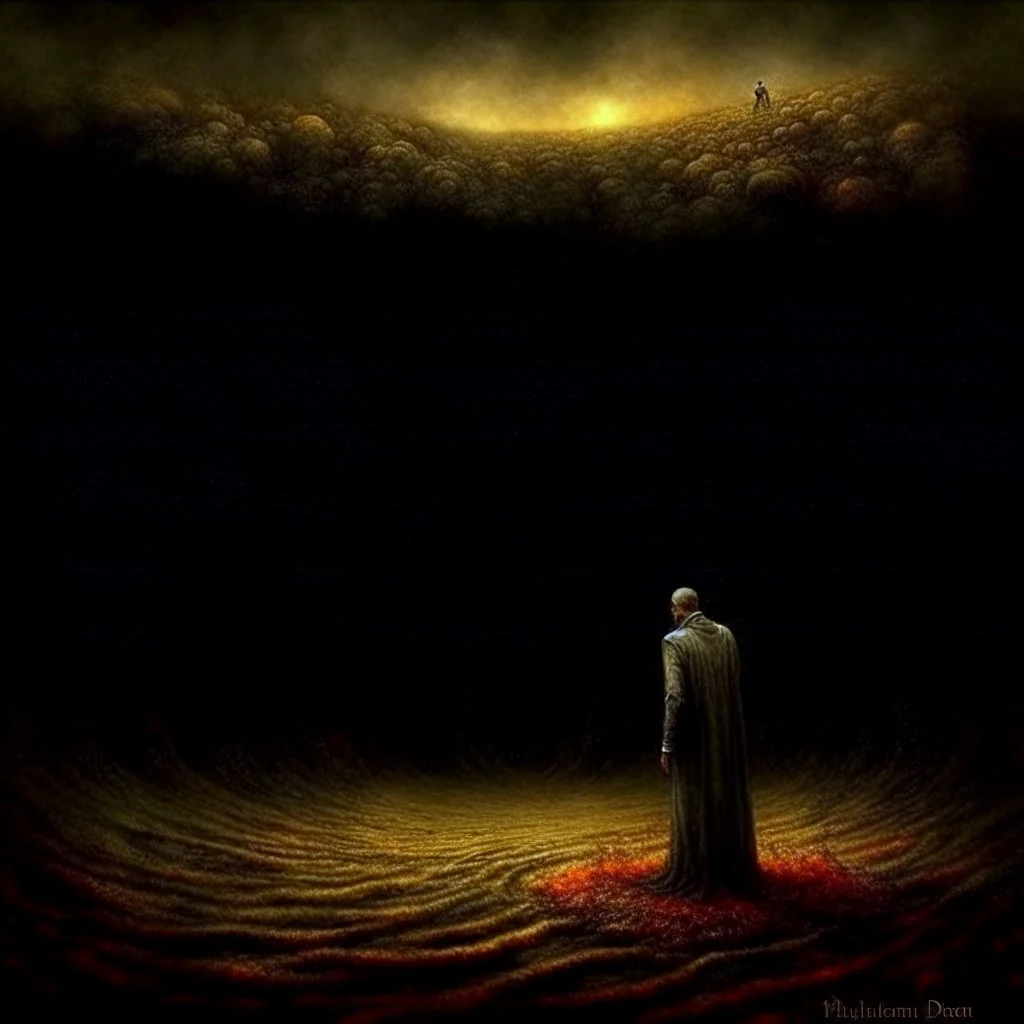 End of days Revelation scene ripples of memories, matte oil painting with loose brush stroke, tumorous sinner apotheosis, By Gabriel Pacheco and Zdzislaw Beksinski and Dave McKean and Victor Pasmore, diagonal composition, unbalanced, surreal horror, eerie, scary, hot colors, stippling and frenetic ink techniques