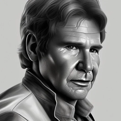 whitemarble harrison ford as han solo, full of details, hight definition, black backround, 8k