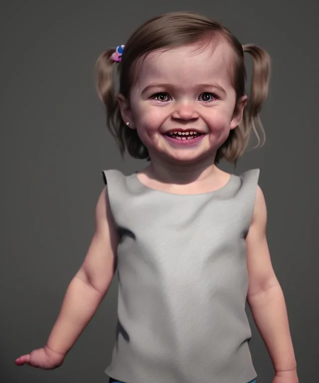 Ida elise broch toddler, smile, full body, dramatic lighting, hyper realistic