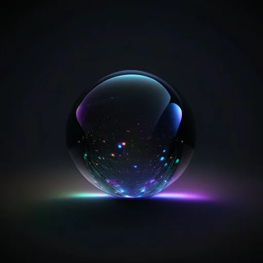 3d holographic sphere shape isolated on infinite dark background, glow, glass effect, 4k. sober. fintech