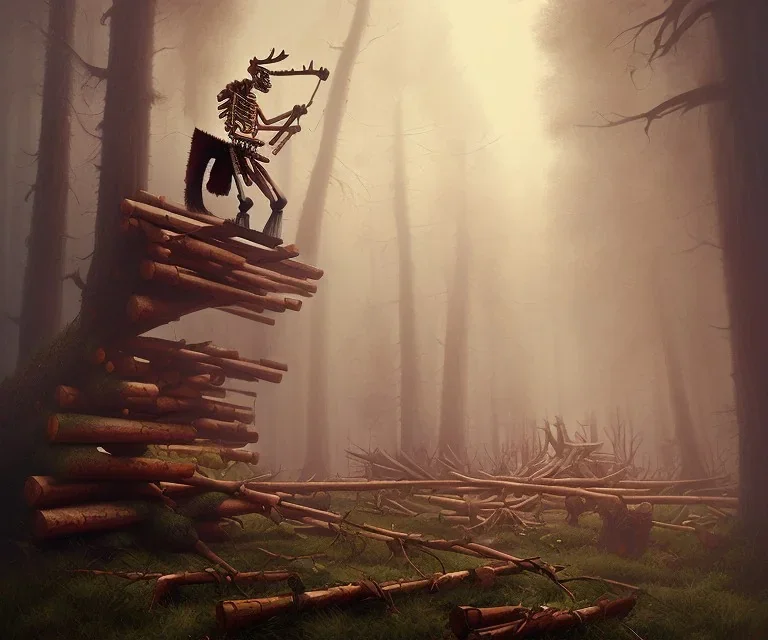 Epic photo of a skeletal lumberjack, by greg rutkowski