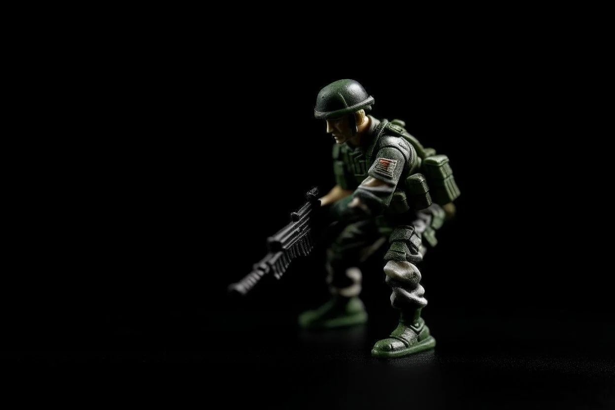 toy soldier military operation rapocolypse to to right corner black floor black blackground