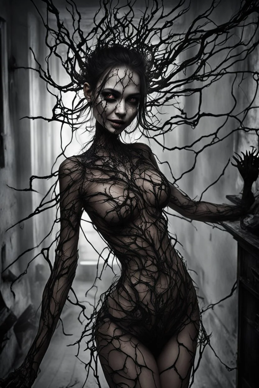 As the girl performed each step of the ritual in the darkness of her room, her body began to undergo unimaginable transformations. The malice in her smile intensified, and her eyes took on a sinister gleam. Her skin turned translucent, revealing a network of black veins that extended like roots beneath her epidermis.