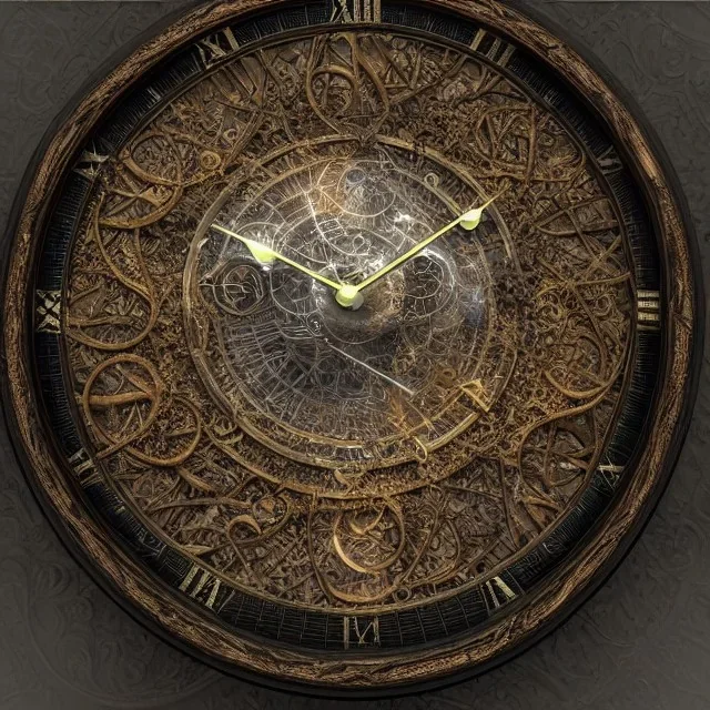 a gorgeous, stunning clock made of biosphere, 8k resolution, high-quality, fine-detail, photorealistic, intricate, digital art, detailed matte, volumetric lighting, illustration, 3D octane render, brian froud, howard lyon, George Grie, Ben Goossens