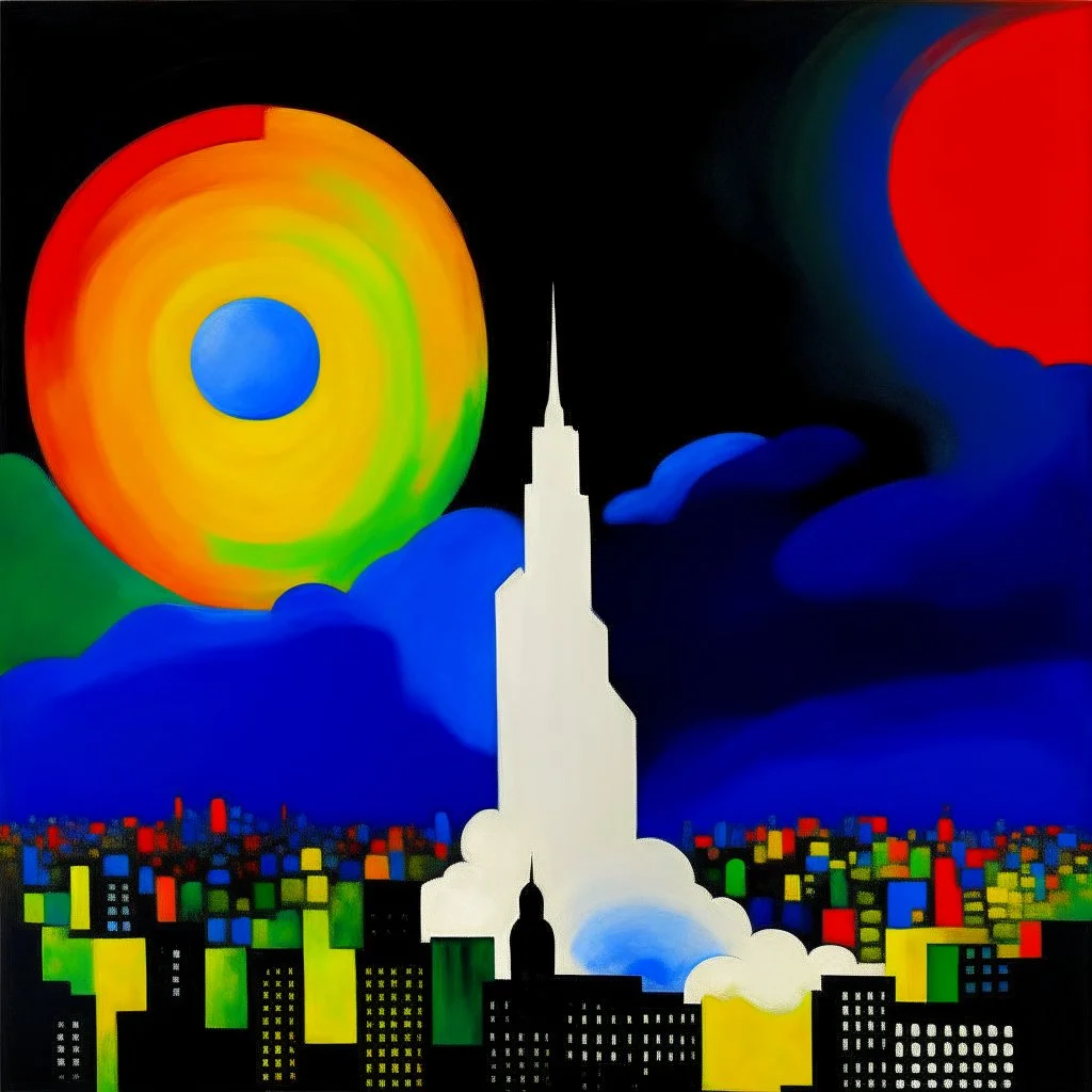 A white city in the sky at night made out of clouds painted by Alexej von Jawlensky