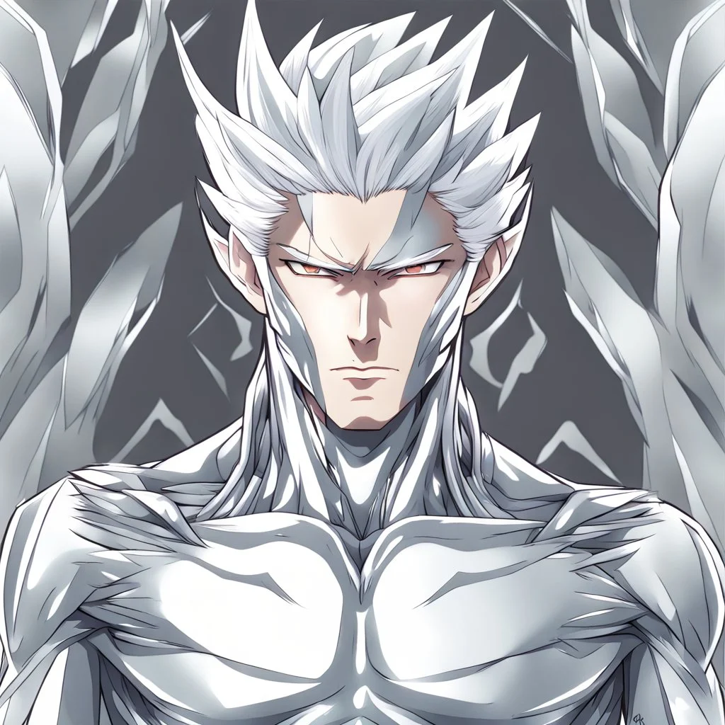 silver skinned anime man