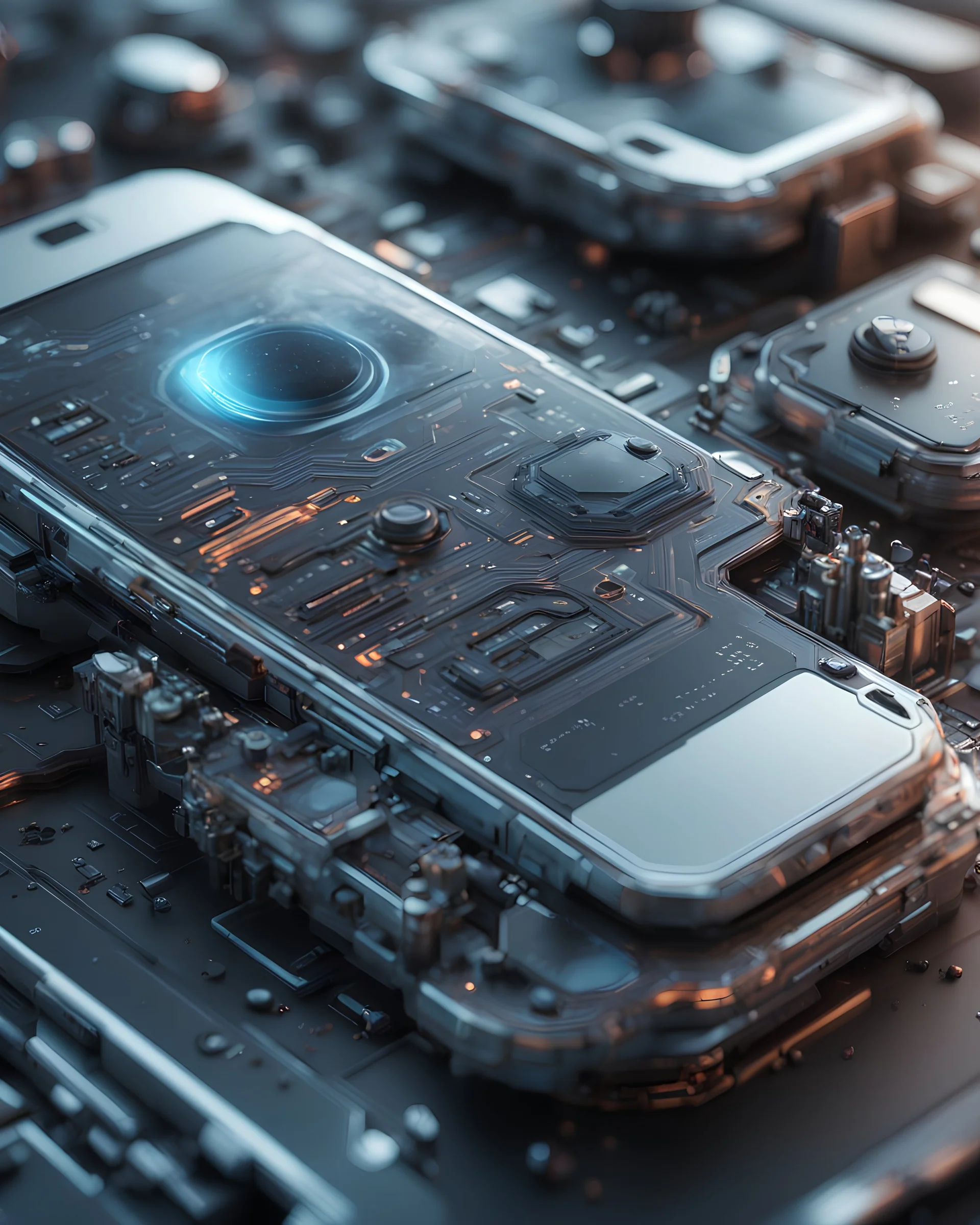 Futuristic cellphone abstract 3d hitech technological HAWKEN photorealistic uhd 8k VRAY highly detailed HDR