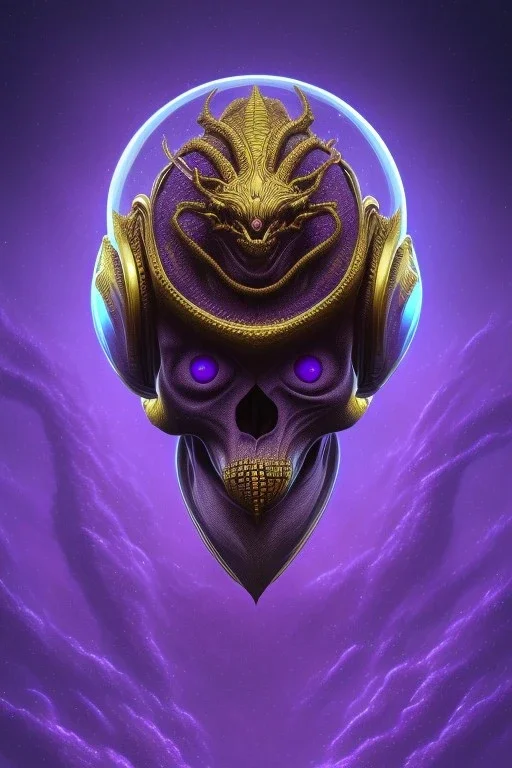 purple African alien, cracks in the head, evil, Asian eyes, weapons, blood, 8k, finely detailed, photo realistic, Boris Vallejo style turquoise skull head gold dragon space alien rain skeleton silver helmet golden space suit space ships