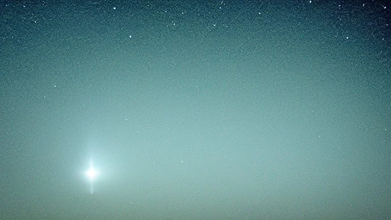 Comet in the night sky over the plain