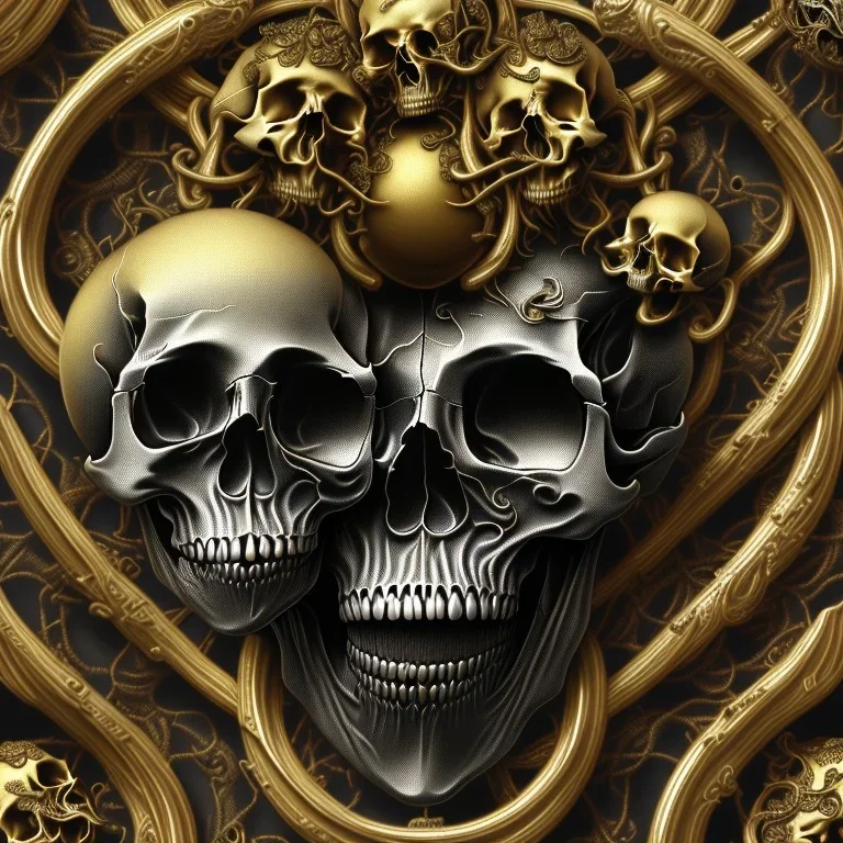 the source of future growth dramatic, elaborate emotive metallic Baroque and Rococo styles to emphasise death as a transcendental, seamless pattern, symmetrical, large motifs, sistine chapel ceiling, 8k image, sharp focus, gothic mothifs and (skulls:1) in rococo style, black metal forge, black colors, perfect symmetry, 3D, no blur, sharp focus, photorealistic, insanely detailed and intricate, cinematic lighting, Octane render, epic scene, 8K