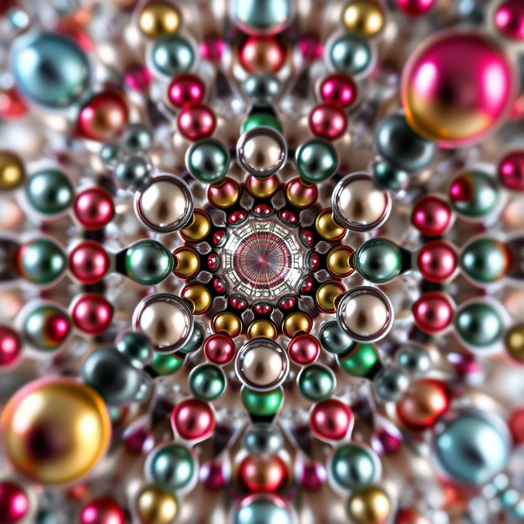 3d Kaleidoscope recursive made of a metallic random color spheres turning many times likr Spirograph drawing Kaleidoscope Ruler Set creation