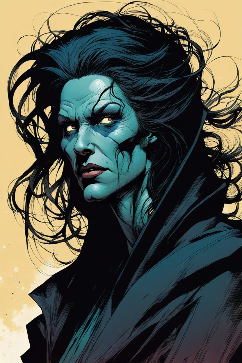 create an arcane, ethereal, otherworldly gaunt and withered ancient female Bruxa vampire , in the comic book art style of Mike Mignola, Bill Sienkiewicz, John Romita Jr., Leonardo Romero, Simone D'ARMINI, and Jean Giraud Moebius, with highly detailed feminine facial features , finely penciled and inked , dramatic natural lighting