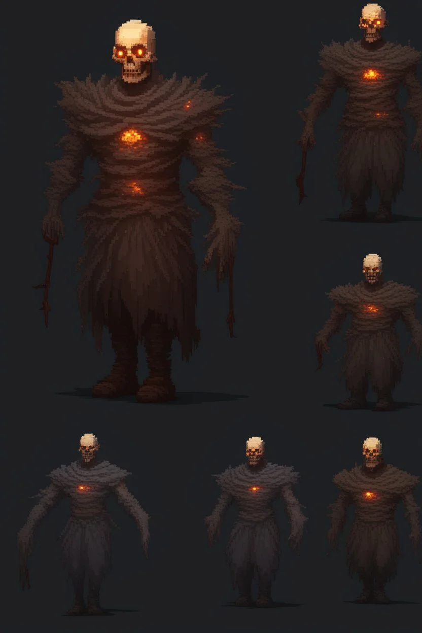 pixel undead soul sprite for pixel game in the medieval style side view idle animation. --ar 9:16