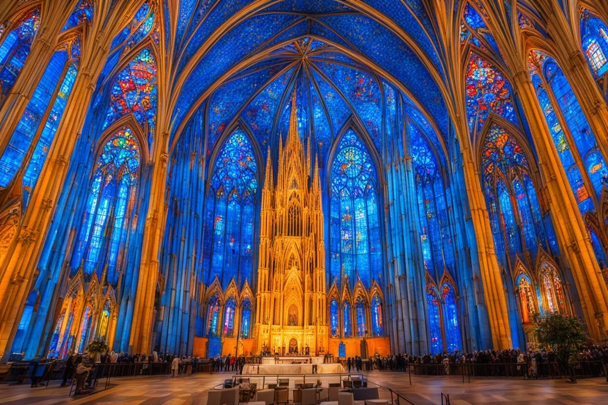 the mural inside this cathedral shows: The world is blue as an orange