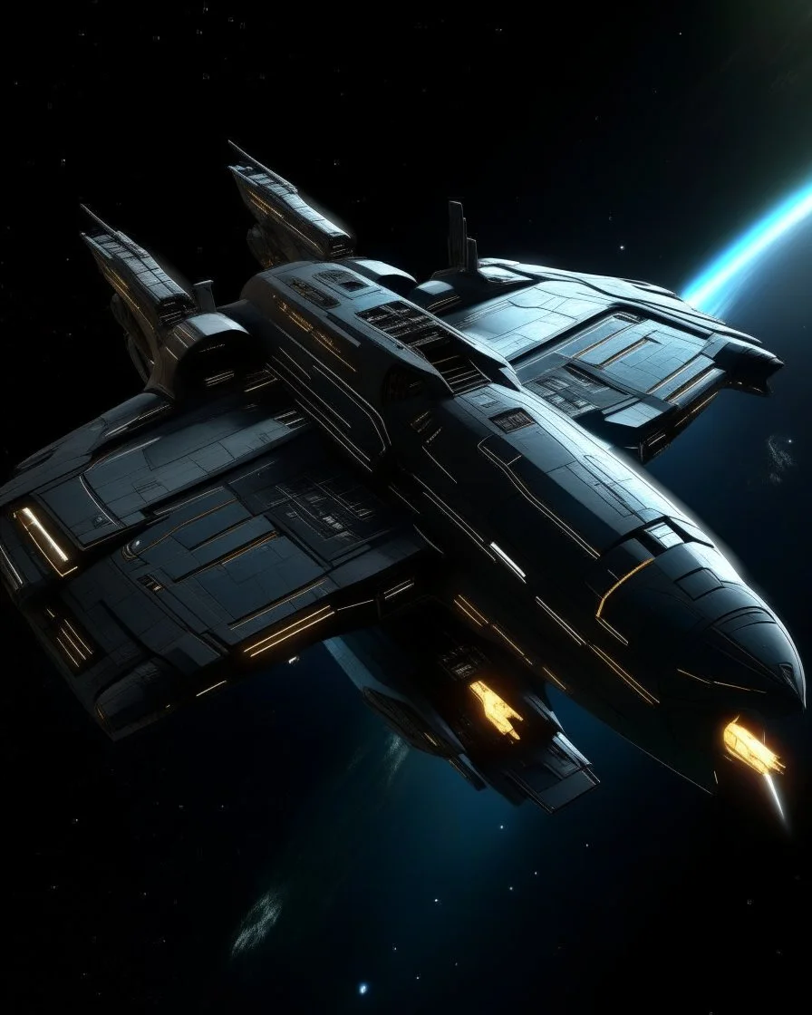 A super-advanced fighter in space for galactic travel with all the combat facilities