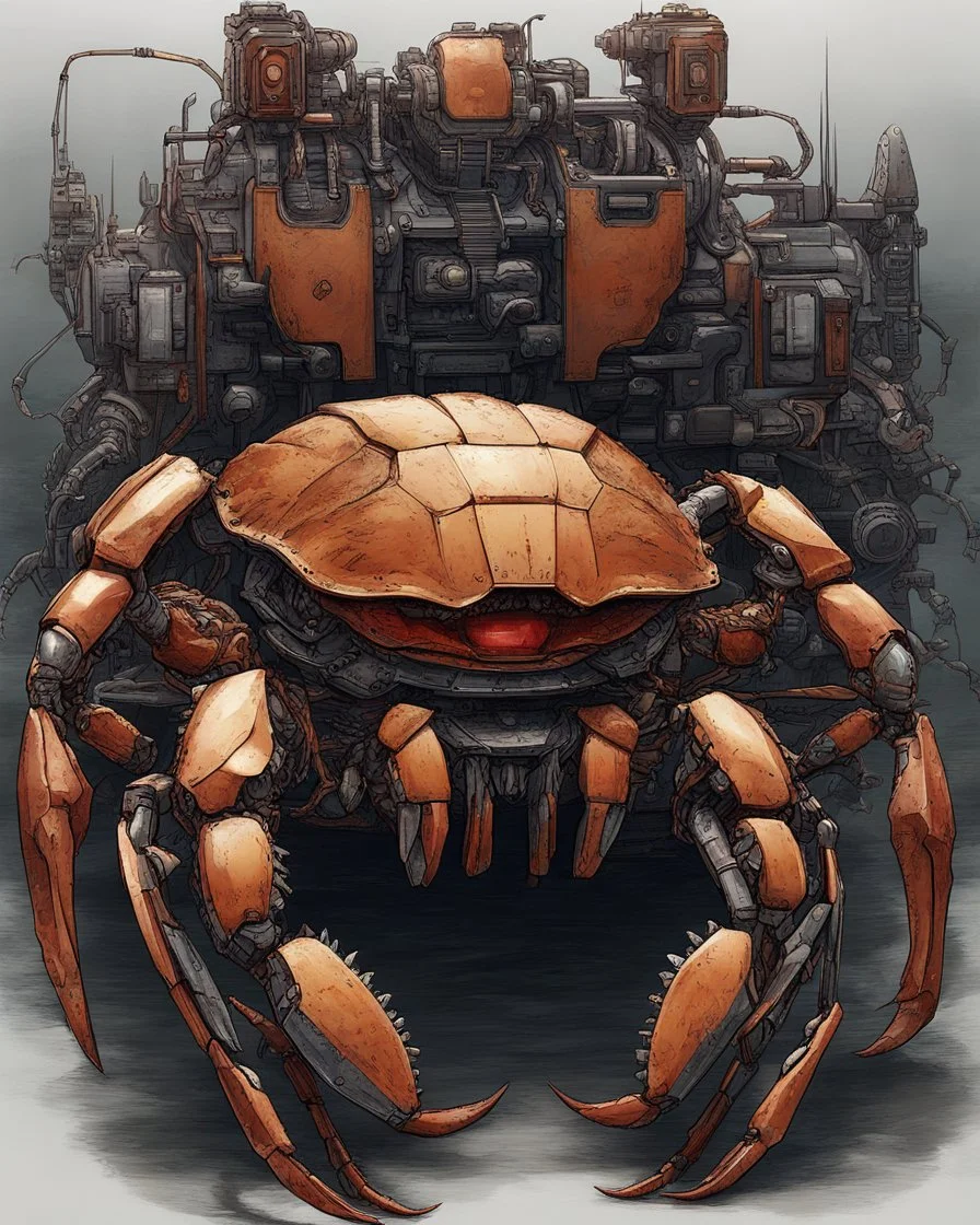 A crab which is mechanized, highly detailed with transformers art style and visuals