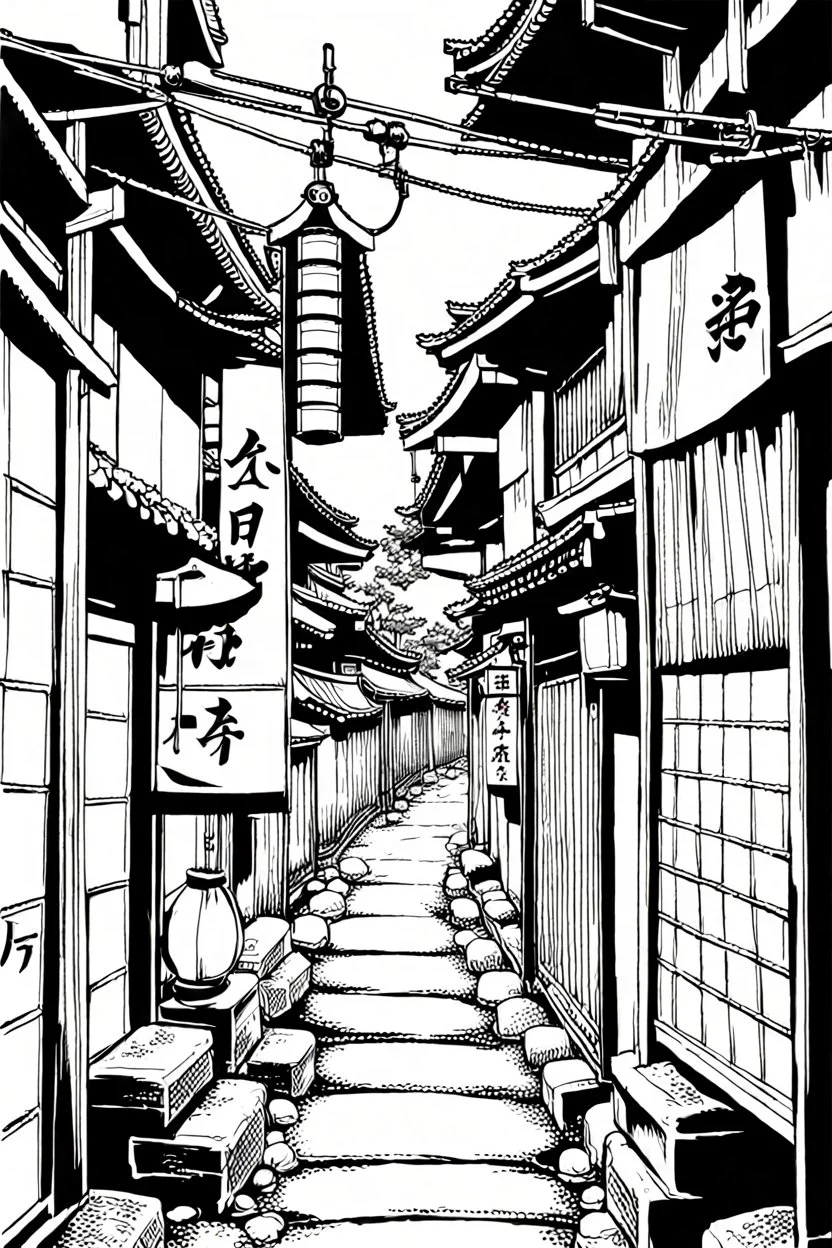 Japanese alleys, line arts